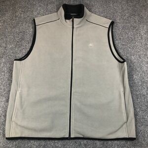 Timberland Mens XL Fleece Vest Gray Full Zip Sleeveless Jacket Mock Neck Logo